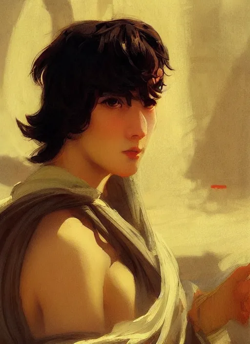 Image similar to close up concept art of an ancient greek, by ilya kuvshinov, by thomas lawrence, by bayard wu