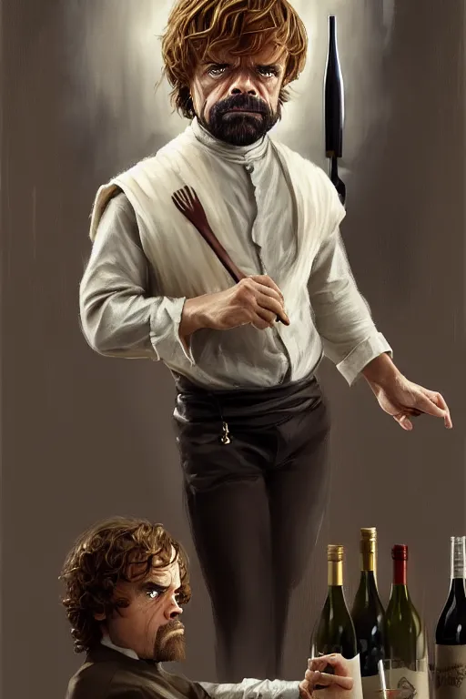 Image similar to tyrion lannister working in a winery, animation pixar style, by magali villeneuve, artgerm, jeremy lipkin and michael garmash, rob rey and kentaro miura style, golden ratio, trending on art station