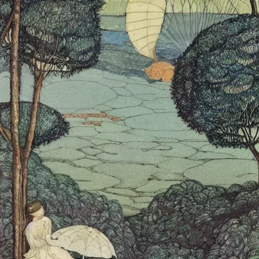 Prompt: A Landscape by Ida Rentoul Outhwaite