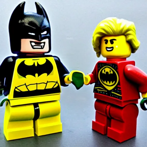 Image similar to lego batman fighting lego joker