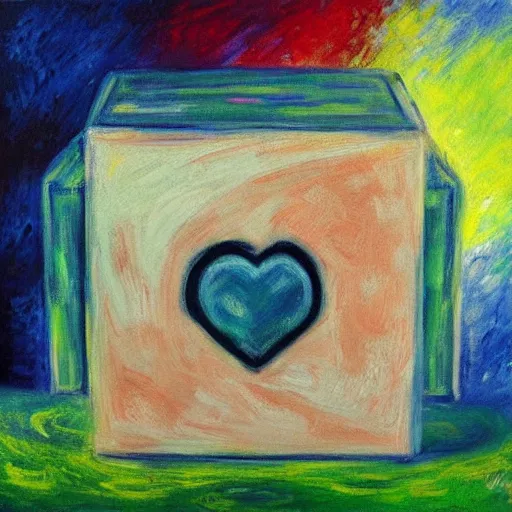 Image similar to beautiful painting of companion cube, art by monet