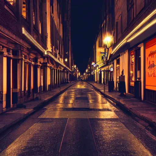 Image similar to a city street at night