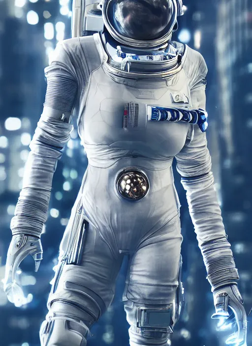 Prompt: a futuristic astronaut, artistic pose, cinematic shot, intricate, ornate, photorealistic, ultra detailed, realistic, 1 0 0 mm, photography, octane, high definition, depth of field, bokeh, 8 k, artstation