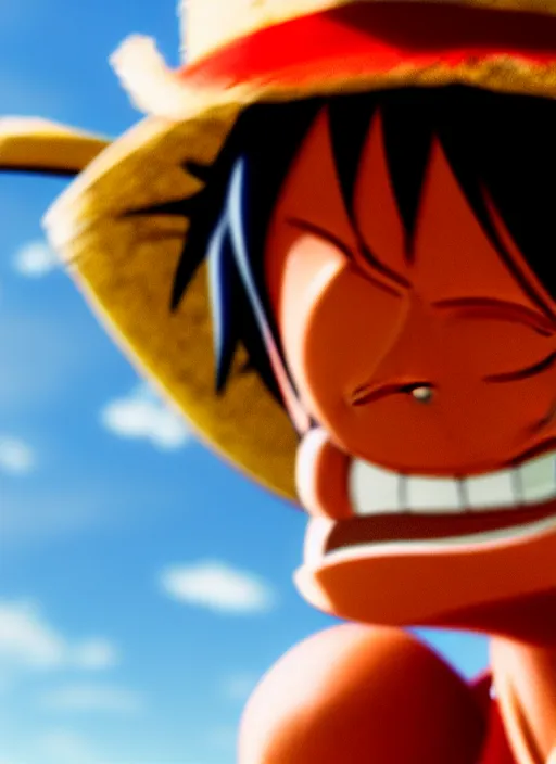 Image similar to photograph of a luffy face, depth of field, focus,