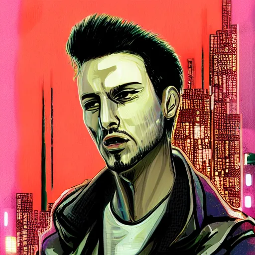 Image similar to portrait of cyberpunk gangster