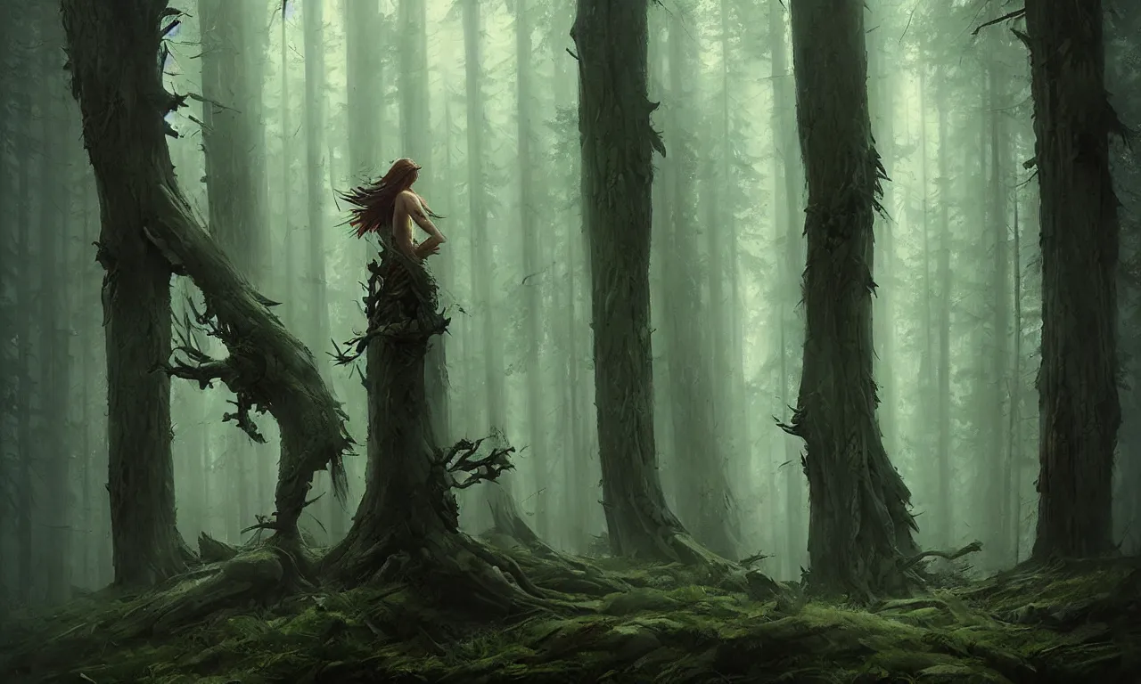 Image similar to Spirit of forest, by Greg Rutkowski