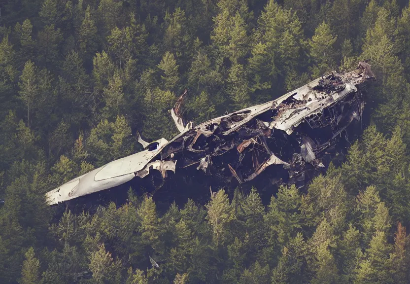 Image similar to wreckage of a crashed spaceship into a clearing in a forest, fire and smoke, close up. Moody lighting, wide angle, atmospheric lighting, 8K, octane render. By Makoto Shinkai, Stanley Artgerm Lau, WLOP, Rossdraws, James Jean, Andrei Riabovitchev, Marc Simonetti, krenz cushart, Sakimichan, D&D trending on ArtStation, digital art.