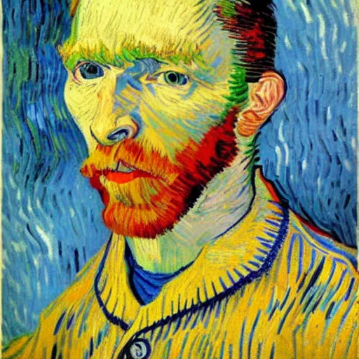 Image similar to a van gogh style painting of an baseball player