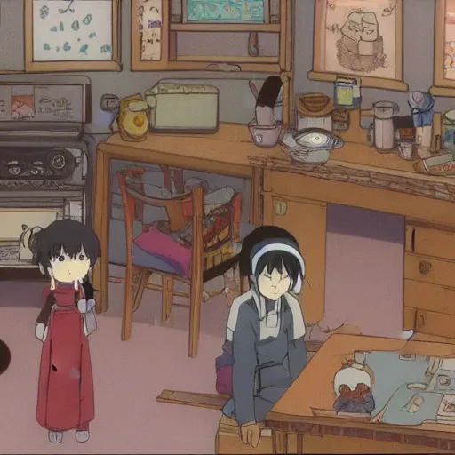 Image similar to screenshot from a slice of life anime set in a dnd universe by Hayao Miyazaki, kobold, Ghibli