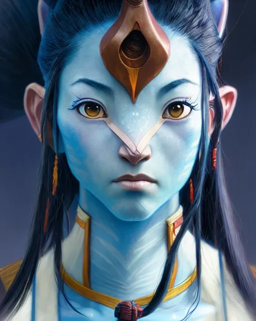 Image similar to mai from avatar the last airbender, character portrait, portrait, close up, concept art, intricate details, highly detailed by greg rutkowski, michael whelan and gustave dore