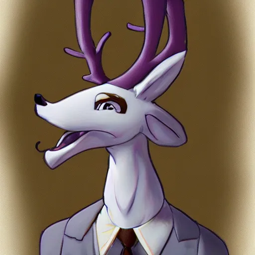 Image similar to an anthropomorphic deer, fursuit!!!!! by don bluth, by kawacy, trending on artstation, full body