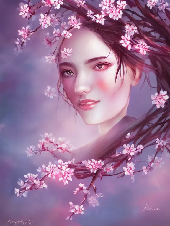 Prompt: a ultradetailed beautiful portrait of a wonderful cherry blossom with soft and peaceful colours, dynamic lighting, cinematic lighting, etheric, oil panting, high resolution, 4 k, by artgerm