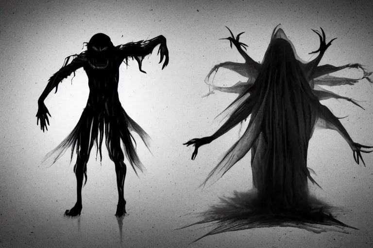 Image similar to sleep paralysis demon at night, horror, bed, scary