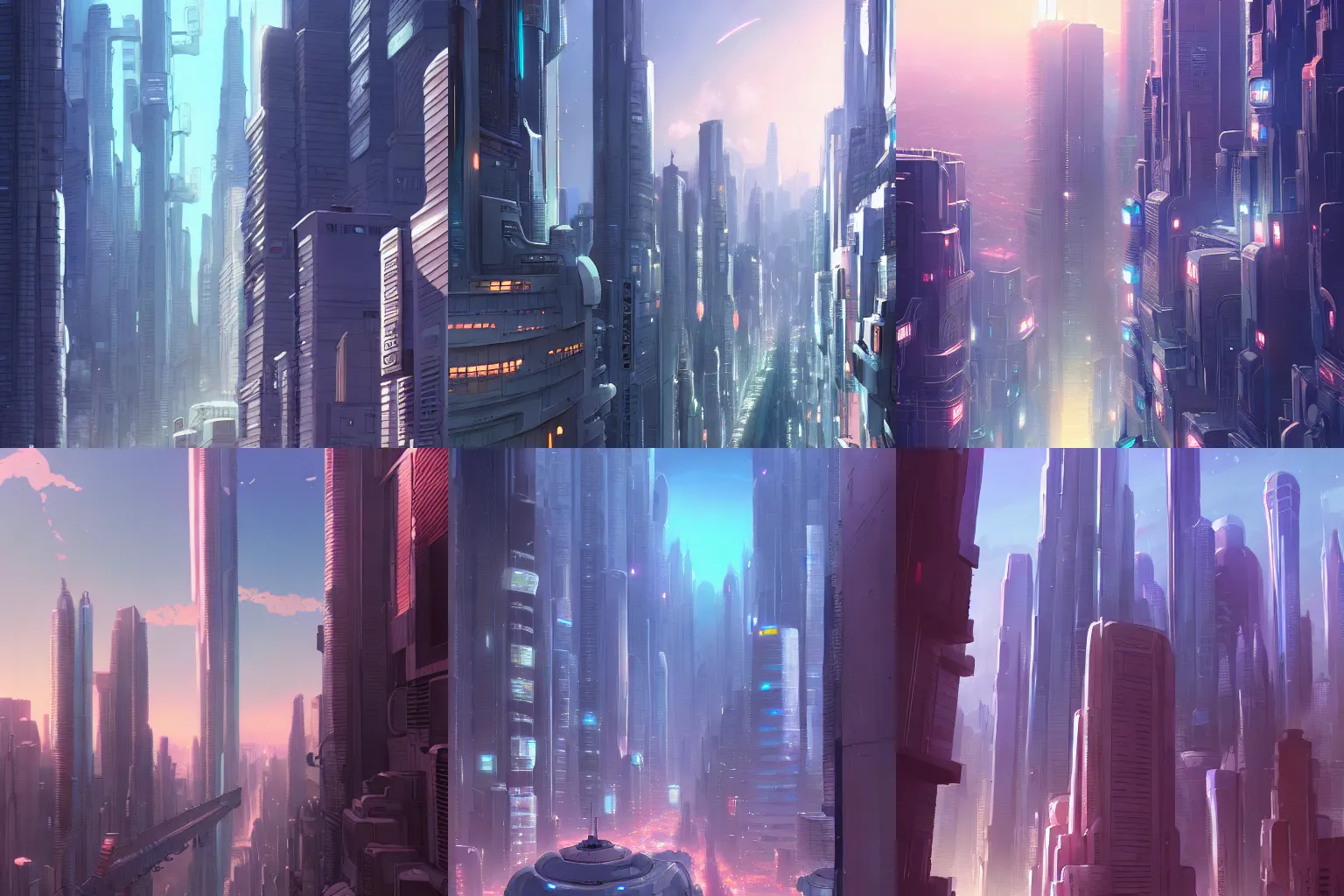 Prompt: detailed, sharp, an alien cityscape by Makoto Shinkai, digital art, illustration, trending on artstation, HD, 8K, highly detailed, good lighting, beautiful, epic