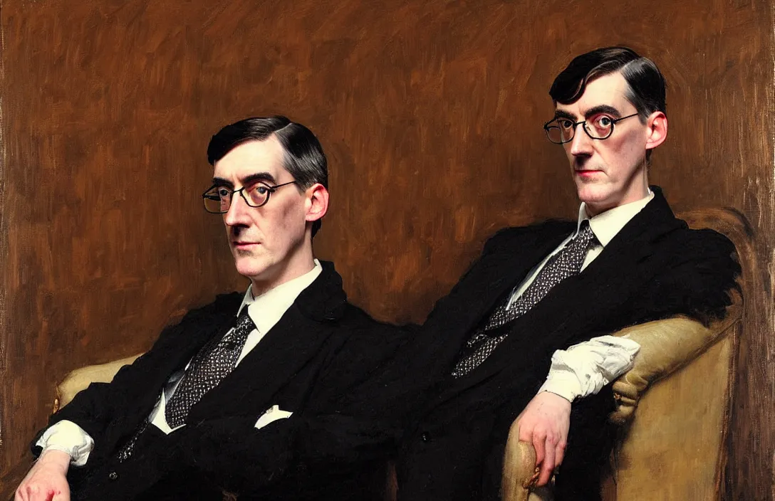 Image similar to portrait of jacob rees - mogg!!!!!!!!!!!!!!!!!!!!!!!!!!!, detailed face, detailed painting,, epic lighting, by ilya repin, phil hale and kent williams