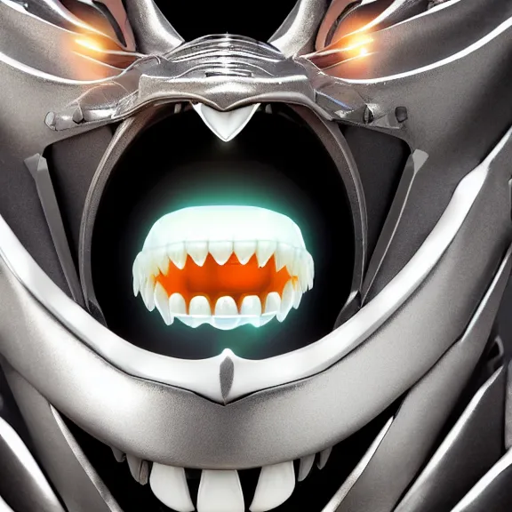 Image similar to close up mawshot of a cute elegant beautiful stunning hot anthropomorphic female robot dragon, with sleek silver metal armor, glowing OLED visor, facing the camera, the open dragon maw being highly detailed, with a gullet at the end and a long tongue, you looking into the maw, food pov, micro pov, vore, digital art, pov furry art, anthro art, furry, warframe art, high quality, 3D realistic, dragon mawshot art, maw art, macro art, micro art, dragon art, Furaffinity, Deviantart, Eka's Portal, G6