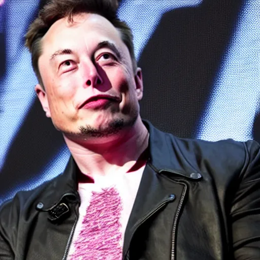 Prompt: photo of Elon Musk with a spiked pink mohawk