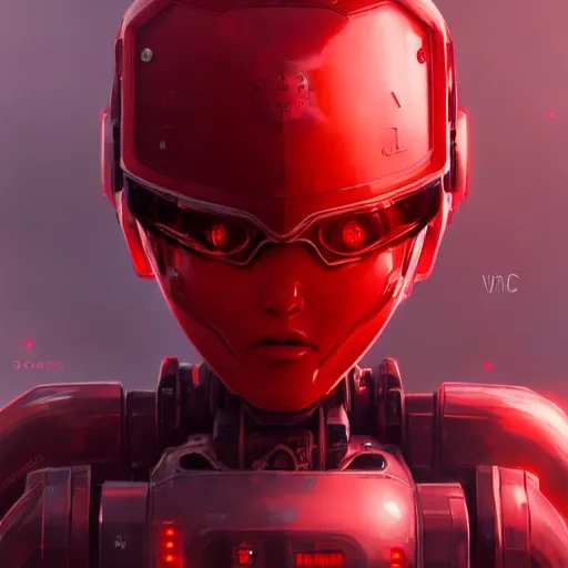 Image similar to cute red armored cyborg - girl by ross draws, in flight while looking towards the camera by ilya kuvshinov, point of view, rtx reflections, octane render 1 2 8 k, extreme high intricate details by wlop, digital anime art by tom bagshaw