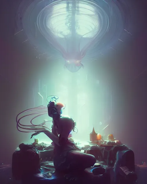 Image similar to toxicity, complex 3 d render by peter mohrbacher, ilya kuvshinov, victo ngai, ryohei hase, dramatic lighting, intricate, highly detailed, sharp focus, unreal engine, blender, artstation, masterpiece