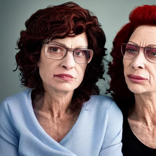 Image similar to stunning award winning hyperrealistic hdr 8 k highly detailed portrait photo of patty and selma as real humans