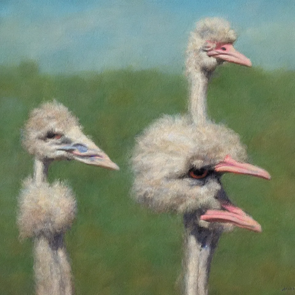 Image similar to an impressionist paint of an ostrich