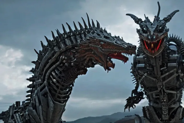 Image similar to cinematic still of westworld, a intact si - fi robotic fantasy dragon, well armored mech dragon, highly detailed