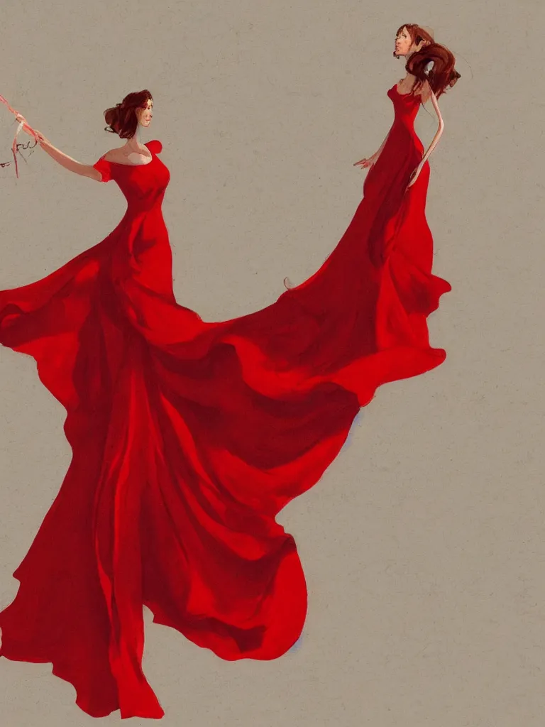 Prompt: red flowing dress on hanger swaying in the wind by disney concept artists, blunt borders, rule of thirds, golden ratio, godly light