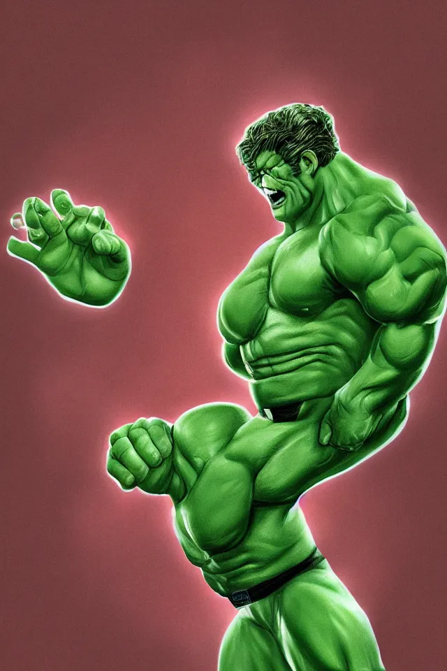 Image similar to a digital painting of president lula as the hulk