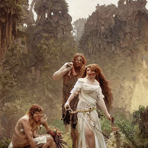 Prompt: Neanderthal wedding, original historical photo, highly detailed, sharp focus, illustration, by artgerm and greg rutkowski and alphonse mucha and loish and WLOP