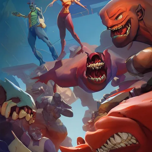 Image similar to hero world street sharks, behance hd by jesper ejsing, by rhads, makoto shinkai and lois van baarle, ilya kuvshinov, rossdraws global illumination