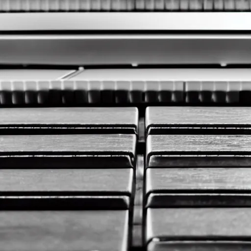 Prompt: a piano made of chrome, on a gradient background