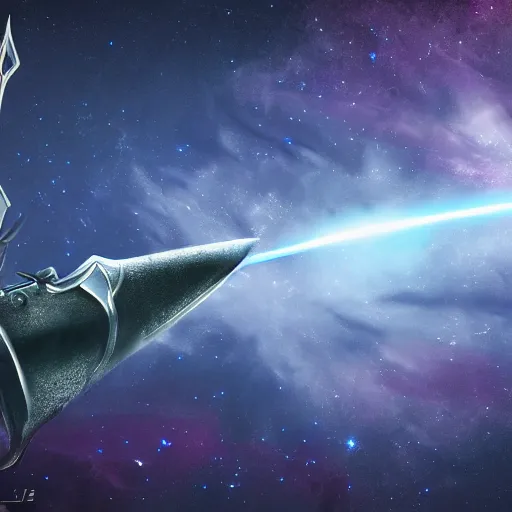 Prompt: knight, great sword with ray in the middle of the galaxy, 4 k, realistic