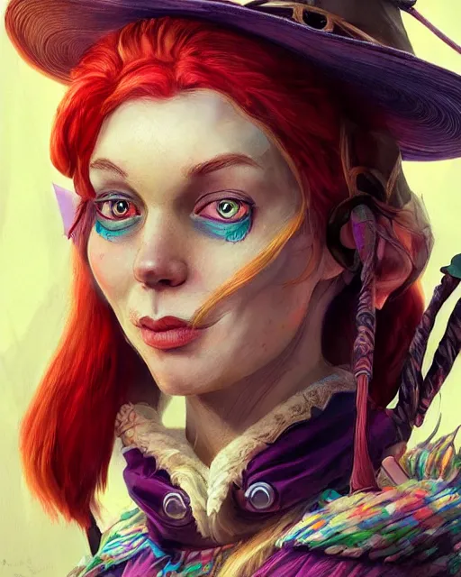 Prompt: pippi longstocking as an old witch, fantasy art, in the style of artgerm, illustration, epic, fantasy, intricate, hyper detailed, artstation, concept art, smooth, sharp focus, ray tracing, vibrant, photorealistic, simon bisley
