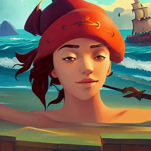 Image similar to painting jack the pirate mermaid on sea of thieves game avatar hero smooth face median photoshop filter cutout vector behance hd by jesper ejsing, by rhads, makoto shinkai and lois van baarle, ilya kuvshinov, rossdraws, illustration, art by ilya kuvshinov and gustav klimt