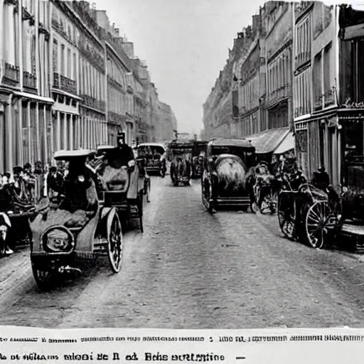 Prompt: une rue de paris vide avec des voitures garees en 1 8 5 0