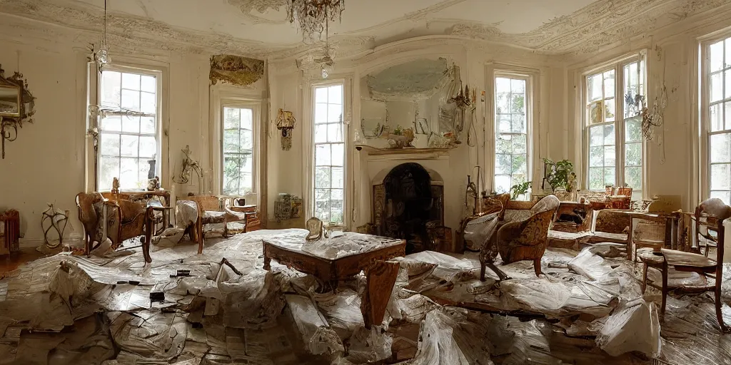 Image similar to decorative victorian livingroom flooded with water