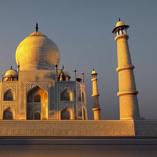 Image similar to the taj mahal made ot of cheese, 8k photorealism, extremly detailed, trending on artstation