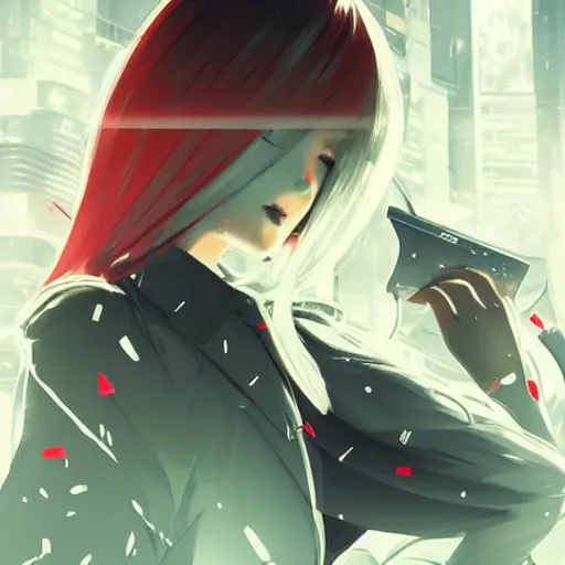 Prompt: luxury advertisement, white and red colors. highly detailed post-cyberpunk sci-fi close-up schoolirl in asian city in style of cytus and deemo, mysterious vibes, by Ilya Kuvshinov, by Greg Tocchini, nier:automata, set in half-life 2, beautiful with eerie vibes, very inspirational, very stylish, surrealistic, perfect digital art, mystical journey in strange world, bastion game