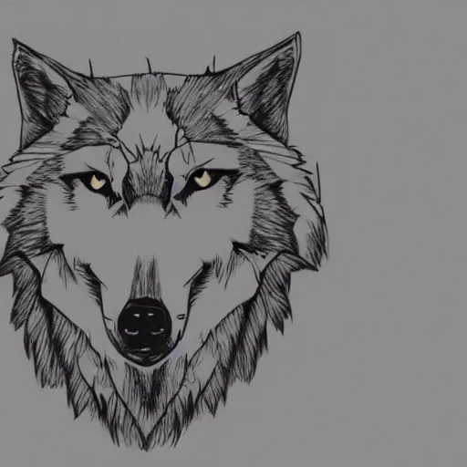 Image similar to wolf template base sketch, sideways view, simple, no color, high quality, HD, 8K