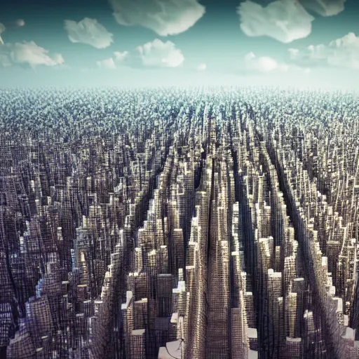 Image similar to an electron microscope image of a sprawling mega city, bokeh, 3D render, magnified