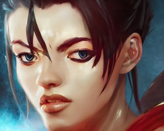 Prompt: a stunning portrait of ryuko matoi as an ancient greek priestess, close up portrait, digital art by ross tran and angel ganev, highly detailed, trending on artstationhq