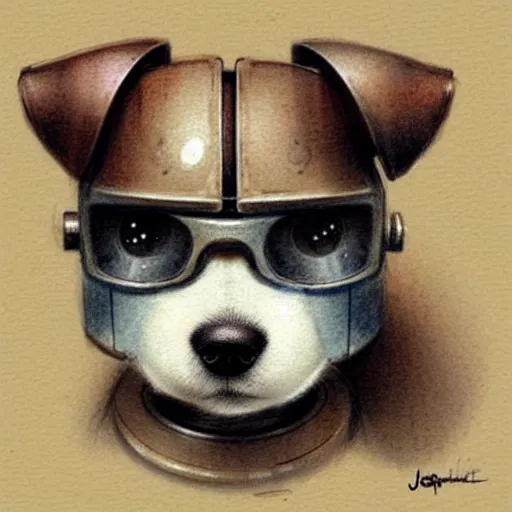 Prompt: cute robot dog, muted colors, by jean - baptiste monge