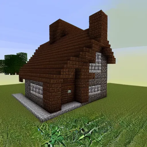 Prompt: a small cottage in minecraft
