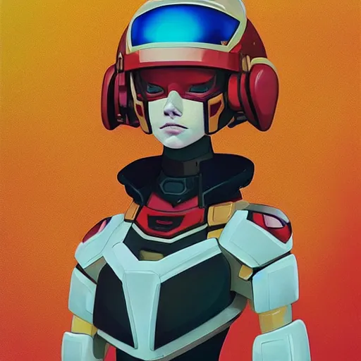 Image similar to a portrait of a stunning beautiful elite emma stone gundam pilot, with an intricate, detailed, urban inspired hiphop afro futuristic helmet, vector behance hd jesper ejsing, rhads, makoto shinkai, lois van baarle, ilya kuvshinov, rossdraws, hd, 3 2 k, ilya kuvshinov, gustav klimt