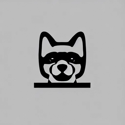 Image similar to minimal geometric dog logo by karl gerstner, monochrome, symmetrical