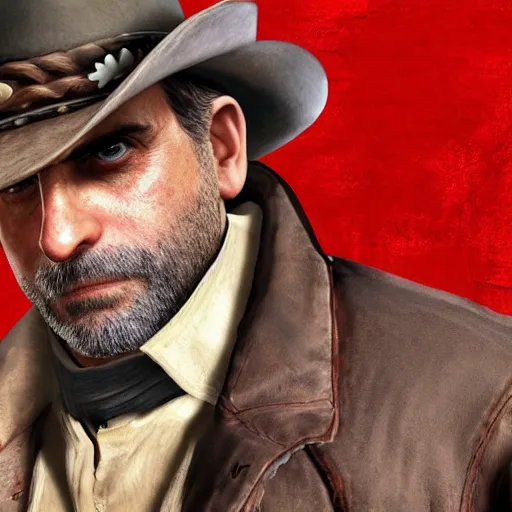 Image similar to steve carell in red dead redemption 2, character render, full body shot, highly detailed, in game render