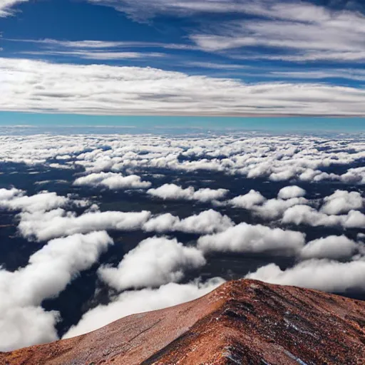 Image similar to floating factory on top of the clouds, browns and reds