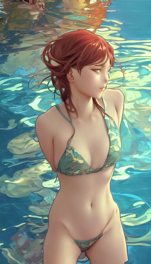 Prompt: anime girl swimming, highly detailed, digital painting, artstation, concept art, smooth, sharp focus, illustration, art by artgerm and greg rutkowskiand alphonse mucha