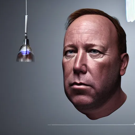 Image similar to hyperrealistic mixed media image of info wars alex jones wearing hat at desk, stunning 3 d render inspired art by xiang duan and thomas eakes and greg rutkowski, perfect facial symmetry, hyper realistic texture, realistic, highly detailed attributes and atmosphere, dim volumetric cinematic lighting, 8 k octane detailed render, post - processing, masterpiece,