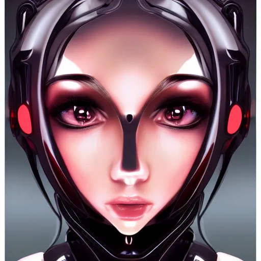 Prompt: beautiful image of a android robot girl with black glossy skin drawn by kawacy, artstation, high quality, highly detailed